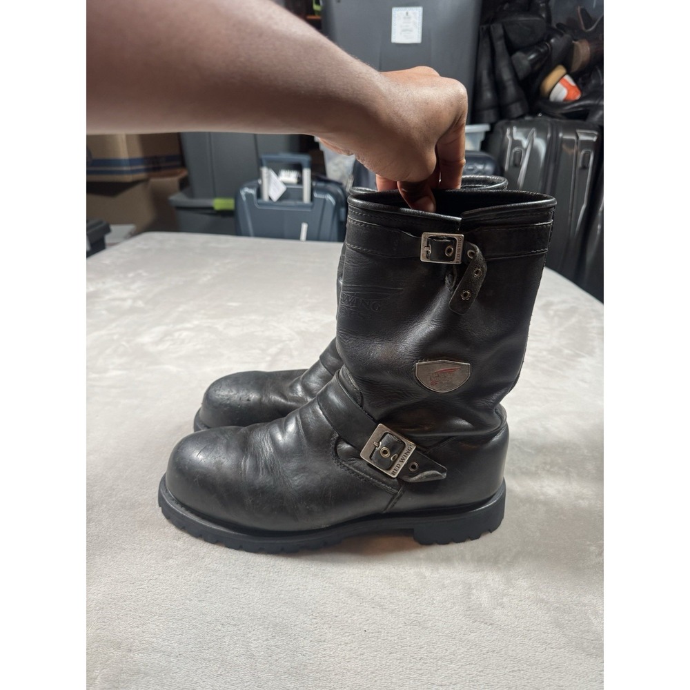 Red Wing Boots Mens 11.5 D Black Engineer 988 Buckle Leather Vibram Motorcycle